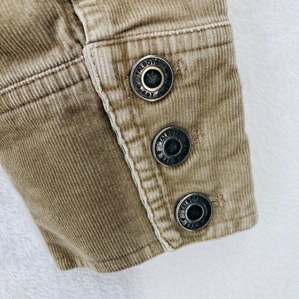 Talbots Petites Corduroy Trucker Jacket Womens Size P (XS) Stretch Full Zip Tan - Picture 12 of 13